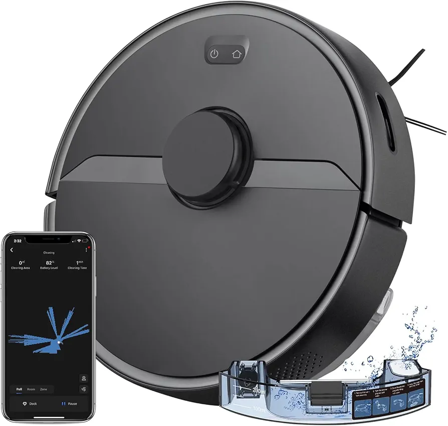 Robot Vacuum & Mop 2-in-1 Combo Cleaner with Self-Charging/180Mins Max/Obstacle Avoidance/App &Voice Control Ideal for Pet Hair, Hard Floor and Carpet