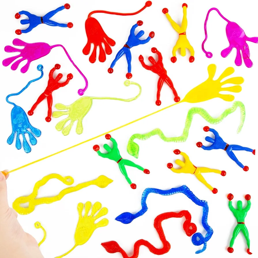 Shindel 48PCS Sticky Toys for Kids,Stretchy Sticky Toys Sticky Hands Wall Climbers Stretchy Snakes for Goodie Bag Easter Basket Egg Stuffers Treasure Box Classroom Prize Party Favors