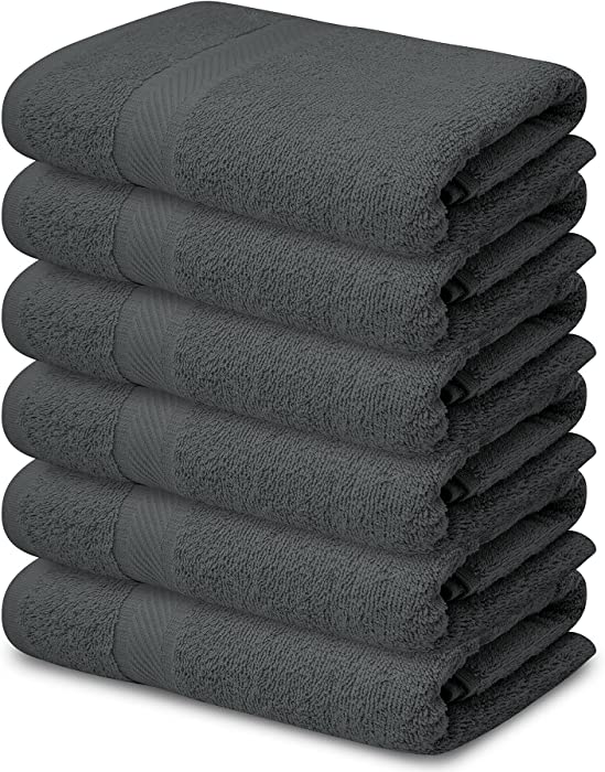 Craftt Culture Charcoal Grey Bath Towels Set of 6, 22x44, 100% Cotton, Extra-Absorbent, Value Bath Towel Collection, Charcoal Grey Bath Towel Sets for Bathroom