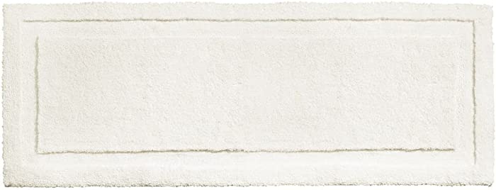 mDesign Microfiber Polyester Non-Slip Extra-Long Bathroom Rug, Soft Plush Water Absorbent Accent Bath Mat, Bath Rug - for Bathroom Shower - Machine Washable - Hydra Collection - Ivory