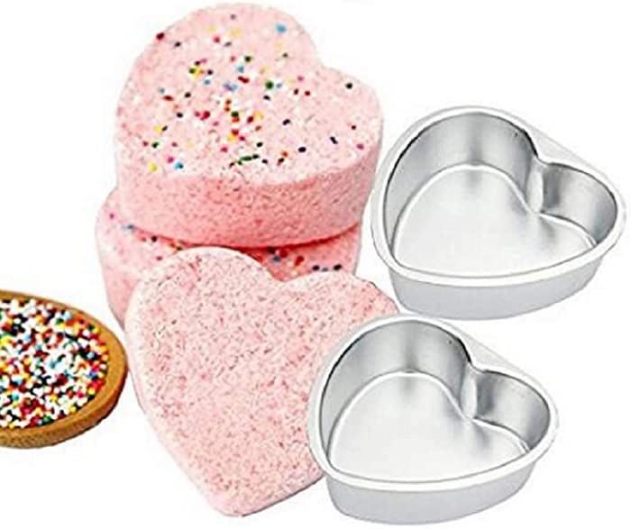 2 pcs Metal Bath Bomb Mold Hearts Shape 3 inch Mold soap Mold Cake Mold Bath Bomb Mold Heart Shape Mold