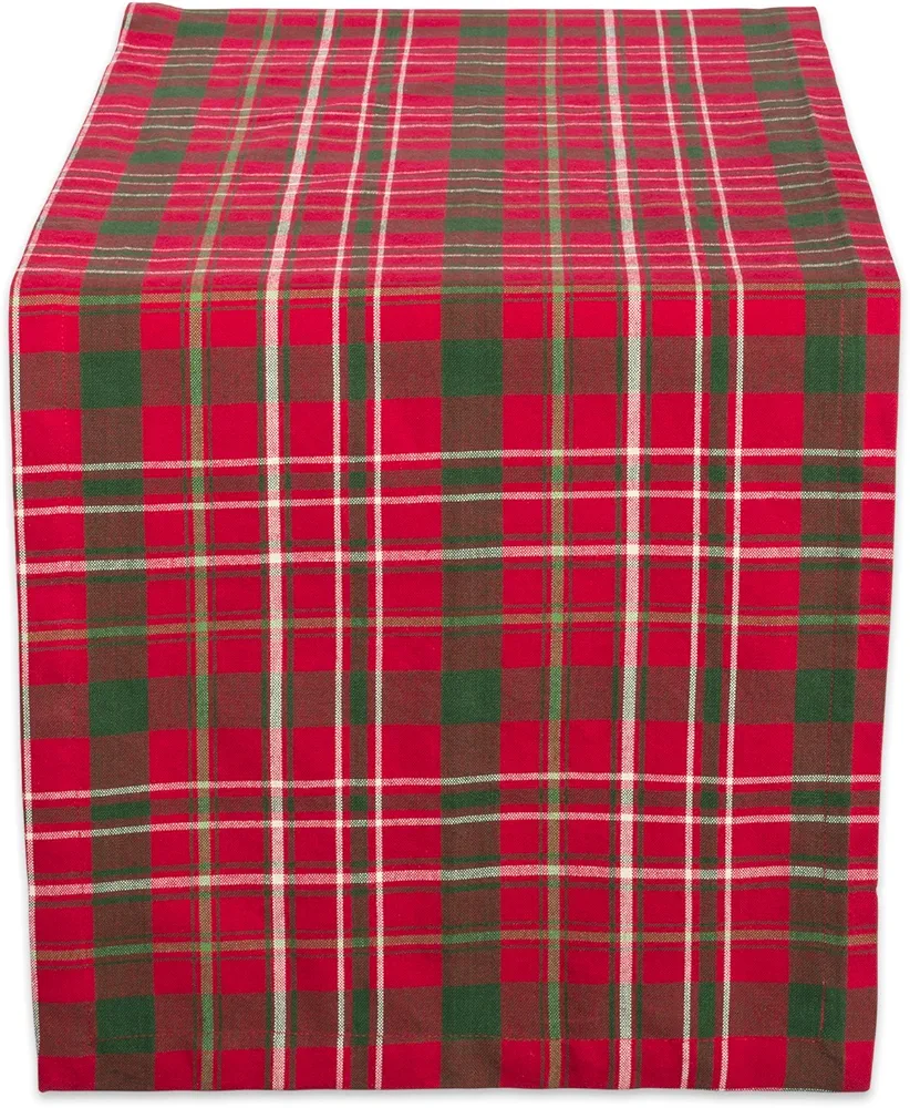 DII Holiday Dining Table Linen Collection Tartan Holly Plaid, Christmas Table Runner, 14x72, Red & Green