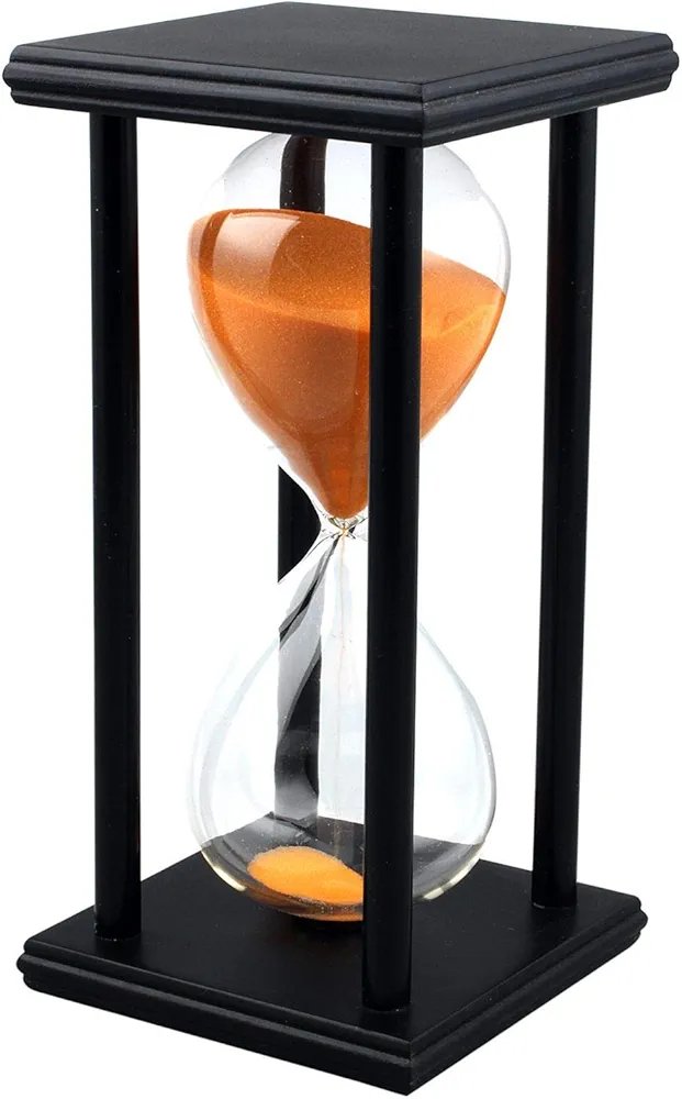 Sandglass 60 Minutes Timer Hourglass for Ornament Decoration Restaurant Living Room Home Closet Office Desk Bedroom Party Festival Christmas Wooden Frame Sand Timer Clock Orange