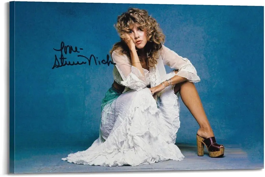 VTTFUSMR Stevie Nicks Signed Canvas Poster Bedroom Decor Sports Landscape Office Room Decor Gift Frame-style 20x30inch(50x75cm)