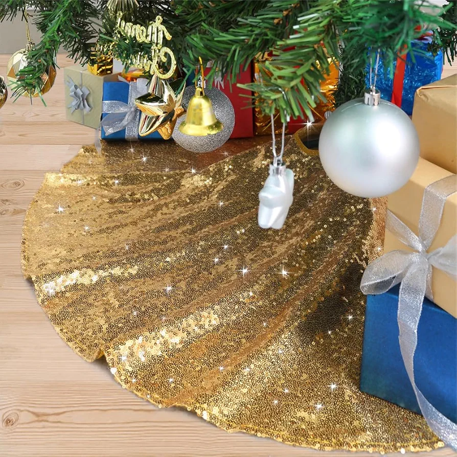 Gold Tree Skirts Christmas Tree Skirt Sequence Christmas Tree Skirts Round 36inch Sequin Tree Skirts Personalized Xmas Decor Home Decor Skirts