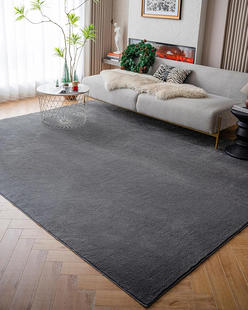 LIVEBOX Fluffy Area Rug for Living Room,6'x9' Large Washbale Grey Rug for Bedroom, Fuzzy Non Slip Kids Rug for Nursery Room, Shag Faux Wool Rug Indoor Carpet for Teen's Room Home Décor