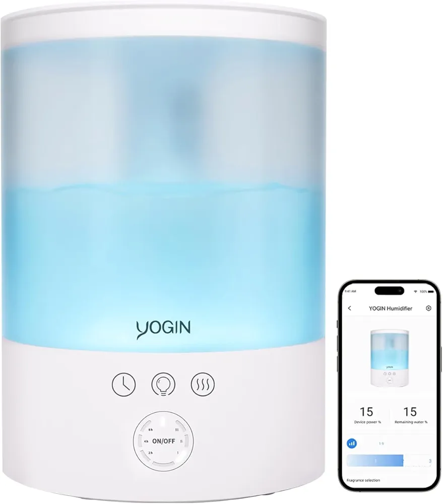 Humidifiers for Bedroom Large room,Top fill 2.5L Ultrasonic cool mist Humidifiers for Baby Nursery and Plants,Up to 24 Hours of Operation,Wifi version - Touch button with light