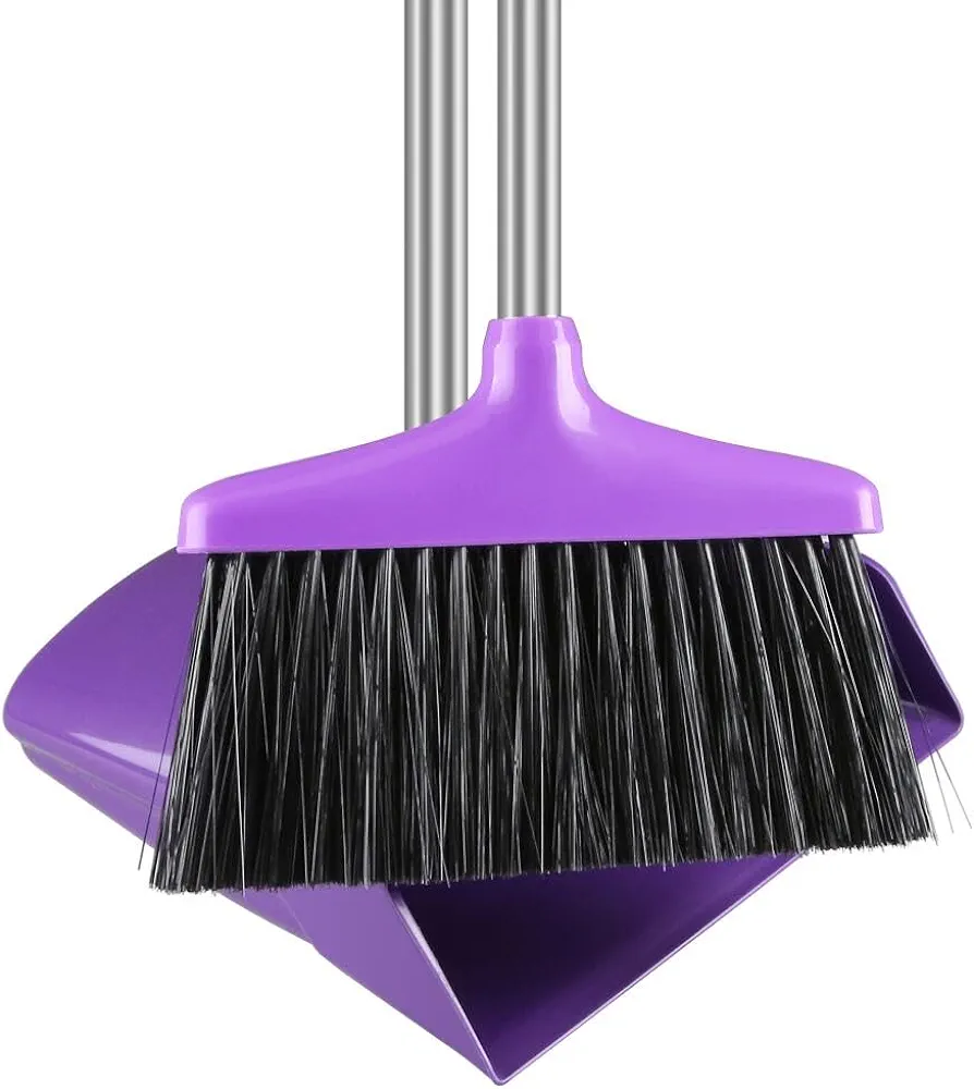 Broom and Dustpan Set for Home, 36" Broom Dust Pan Set for Teen, Broom with Dustpan Combo Set for Home Kitchen Room Office Outdoor Indoor - 3L Capacity, 10" Great Edge