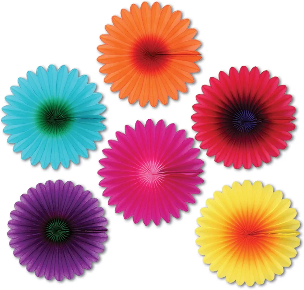 Mini Flower Fans Party Accessory (1 count) (6/Pkg)