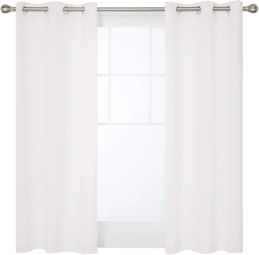 Deconovo White Curtains Room Darkening 50% Light Reducing Window Drapes for Living Room, Set of 2, 42x63 Inch, Snow White