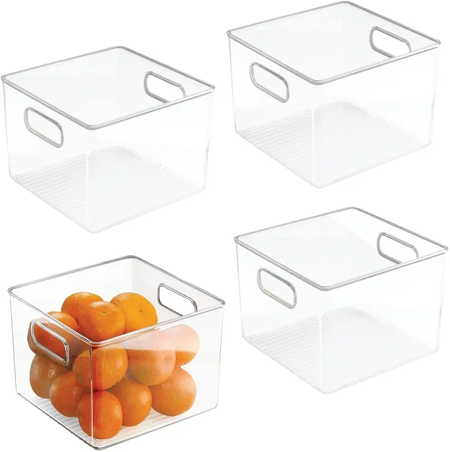 iDesign Plastic Fridge and Pantry Storage Bins, Organizer Container for Kitchen, Bathroom, Office, Craft Room, BPA-Free, 8" x 8" x 6", Set of 4, Clear