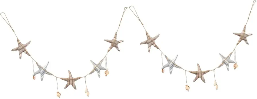 BESTOYARD 2pcs Starfish String Decoration Outdoor Home Decor Nursery Room Banner Garland Out Door Decor Wedding Props Fish Netting for Decoration Gold Star Garland Flag Polyester Charm Ocean