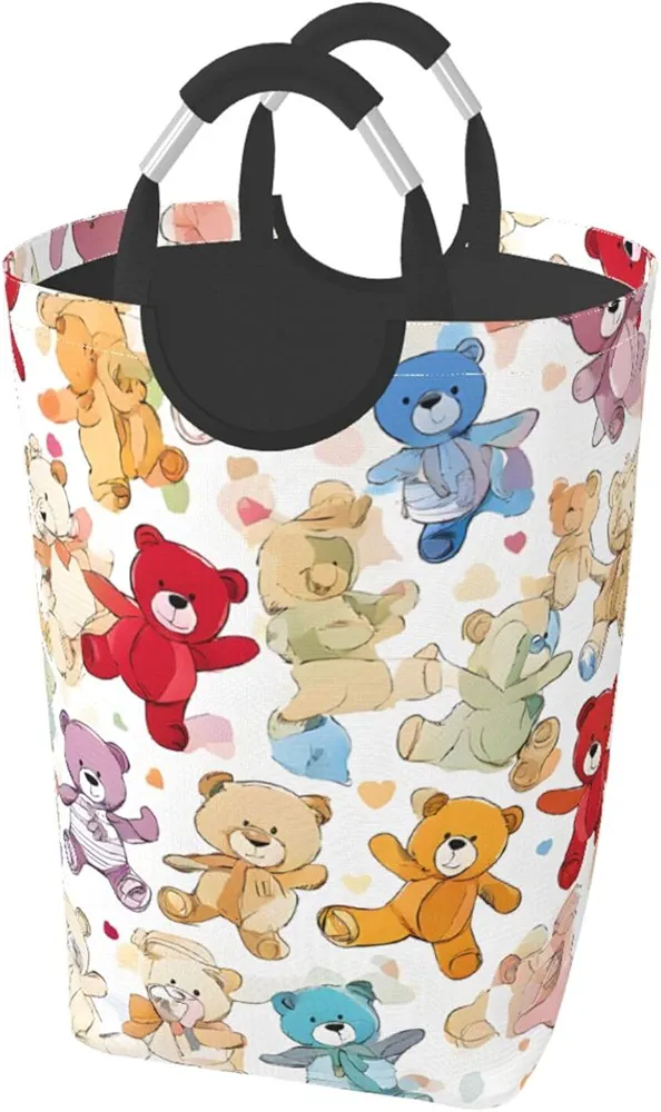 Laundry Basket Collapsible Clothes Hamper for Dirty Clothes, Laundry Bag with Handles Blanket Toys Storage Blanket, Dorm Room Essentials Accessories - Colorful elephant