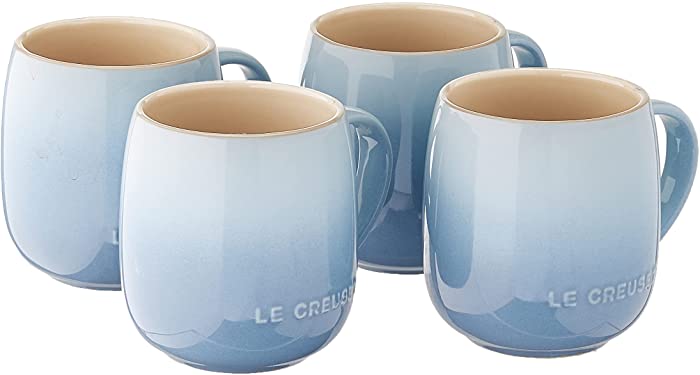 Le Creuset Stoneware Set of 4 Heritage Mugs, 13 oz. each, Coastal Blue