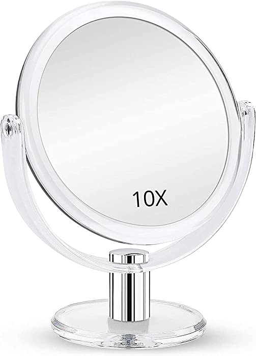 Fabuday Magnifying Makeup Mirror Double Sided, 1X 10X Magnification Mirror, Table Top Vanity Mirror, Transparent