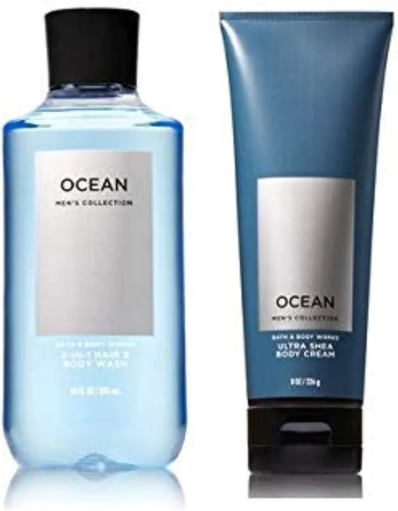 Bath & Body Works Men's Collection Ultra Shea Body Cream & 2 in 1 Hair and Body Wash OCEAN.