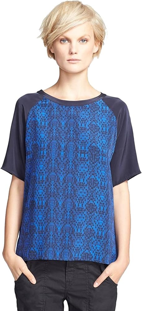 Vince Contrast Sleeve Tee (Cobalt Blue, XL)