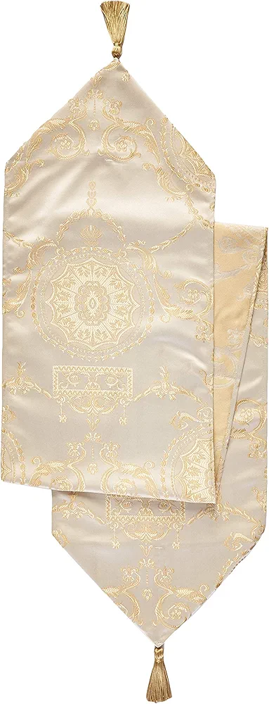 Prestige Damask 13" X 70" Beige Table Runner