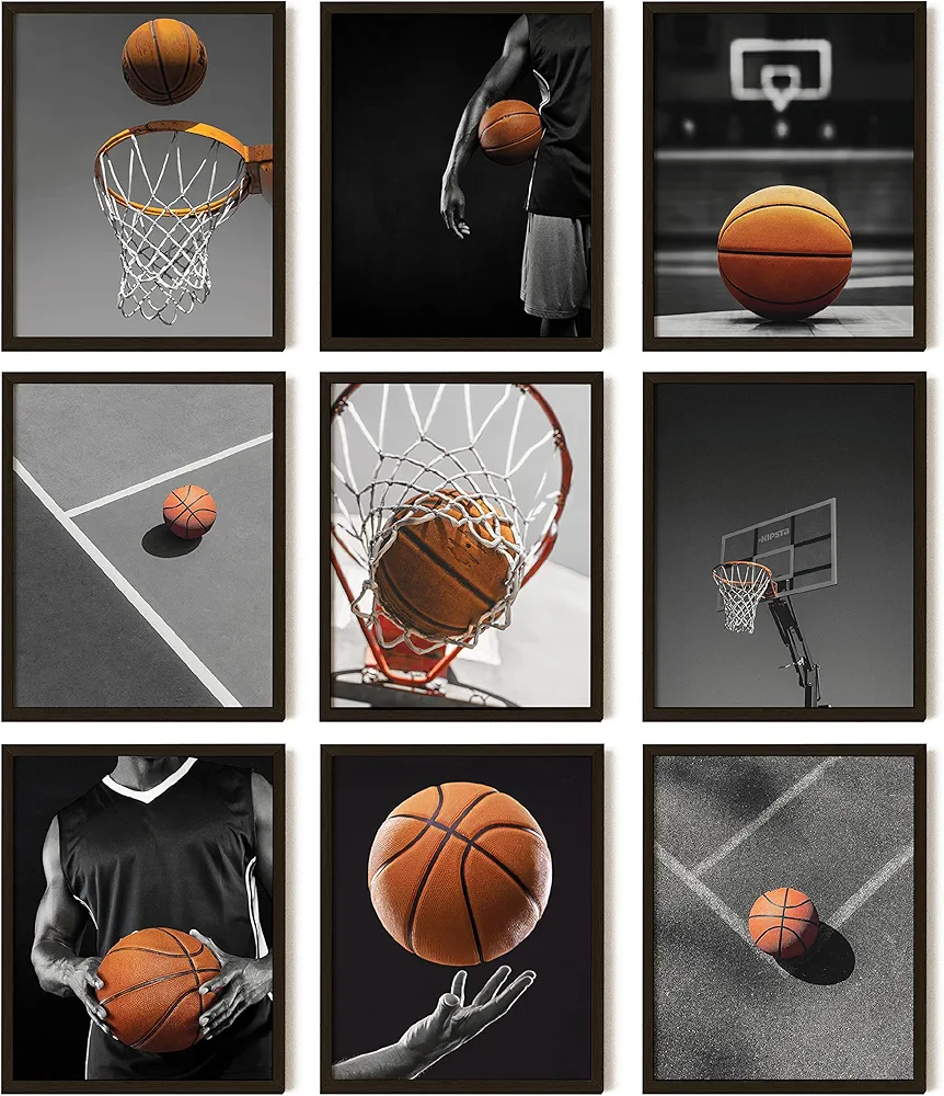 97 Decor Basketball Posters for Boys Bedroom - Basketball Room Decor for Boys Teen, Black And White Sport Wall Art Prints, Basketball Hoop Photos Pictures for Home Office Decorations (8x10 UNFRAMED)