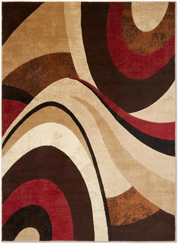 Home Dynamix Tribeca Slade Modern Area Rug, Abstract Brown/Red 39"x55"