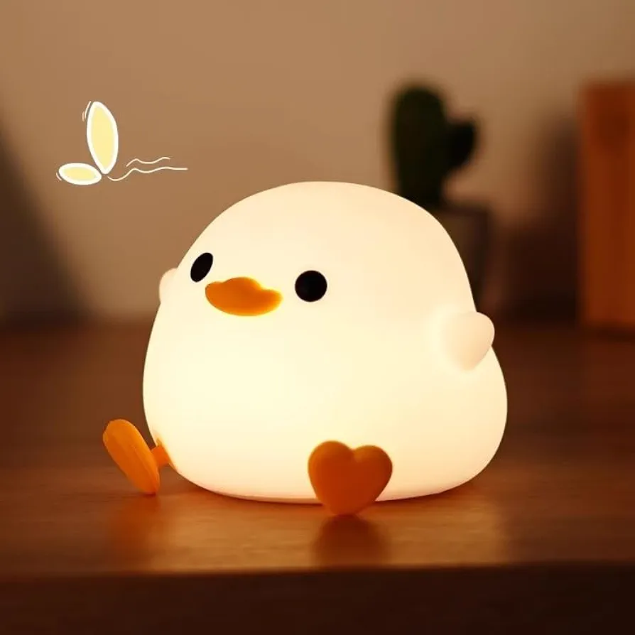 DoDo Duck Night Light, Cute Duck Lamp, Soft Silicone Dimmable Nursery Night Light, Touch Control & Rechargeable Night Lamp for Girls & Boys Bedroom, Living Room