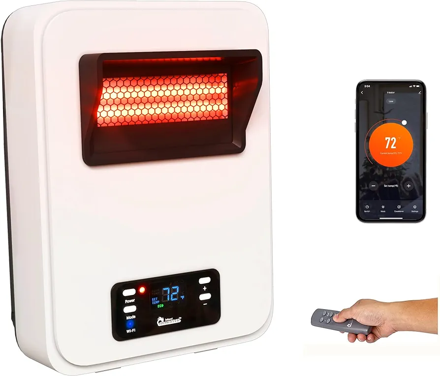 Infrared Heater with WiFi - Wall Heater - Electric Heaters for Indoor Use, Bedroom, Small Room,- Energy Saving 1500 Watt PTC Quartz Heater - Wall Mounted Radiant Heater