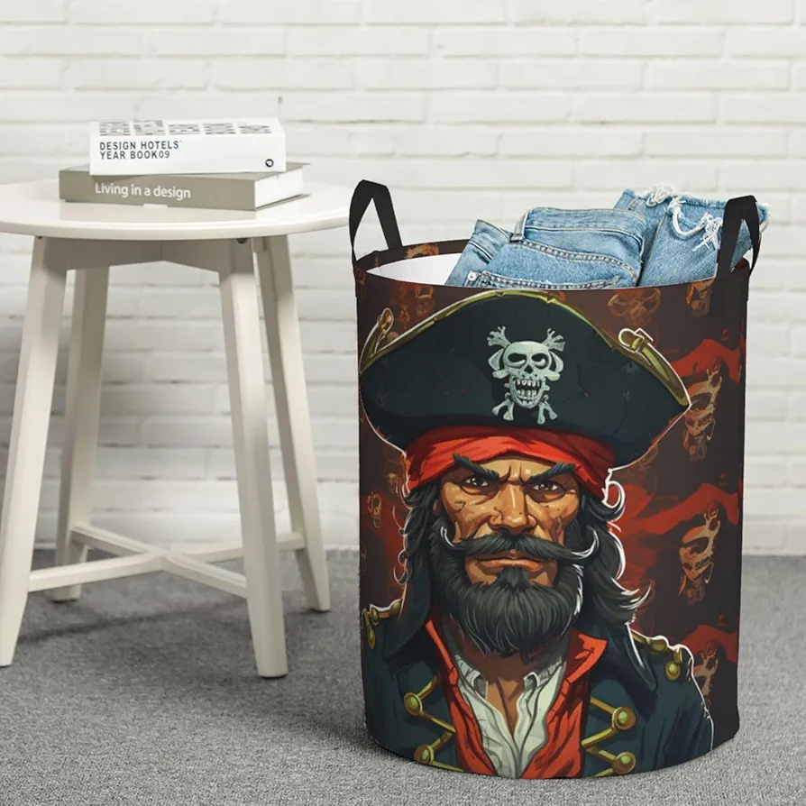 Large Laundry Basket Pirate Captain Laundry Hamper Dirty Clothes Hamper for Laundry Collapsible Waterproof Laundry Baskets Decor Basket for Bedroom Living Room