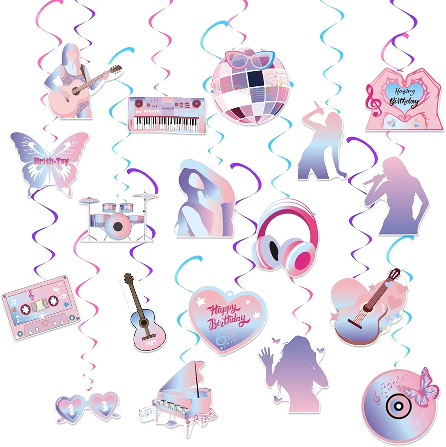 Birthday Party Decorations Singer Theme Party Supplies Hanging Swirls for Girls Birthday Decorations