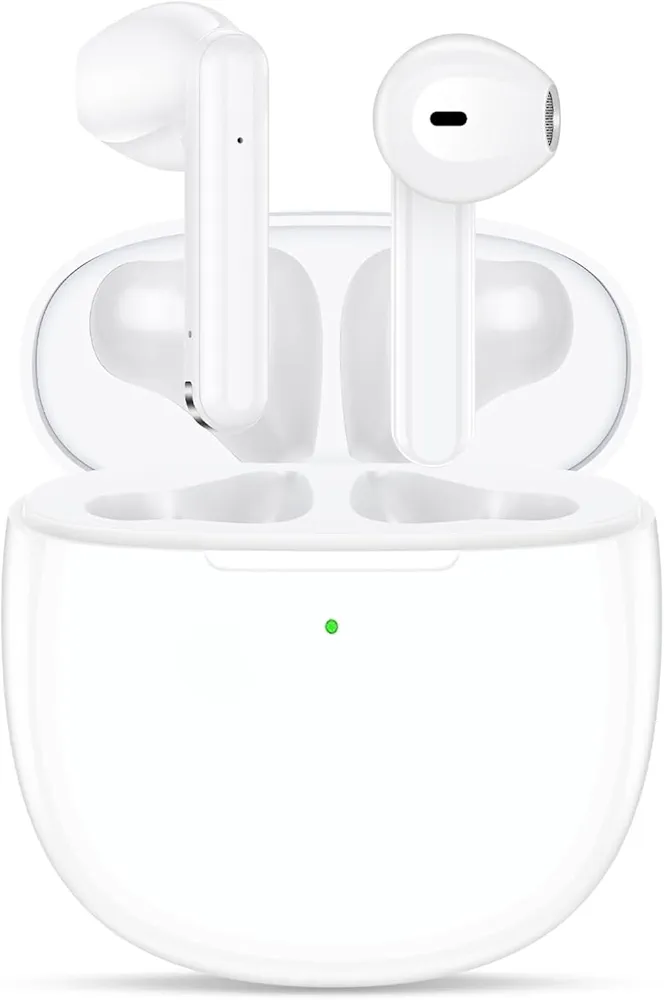 Wireless Earbuds Bluetooth (3rd Generation), 24 Hours Playtime with Microphone for iPhone/Android/Computer, 2024 HiFi Stereo Noise Canceling Earbuds with Charging Case, IPX7 Waterproof, White