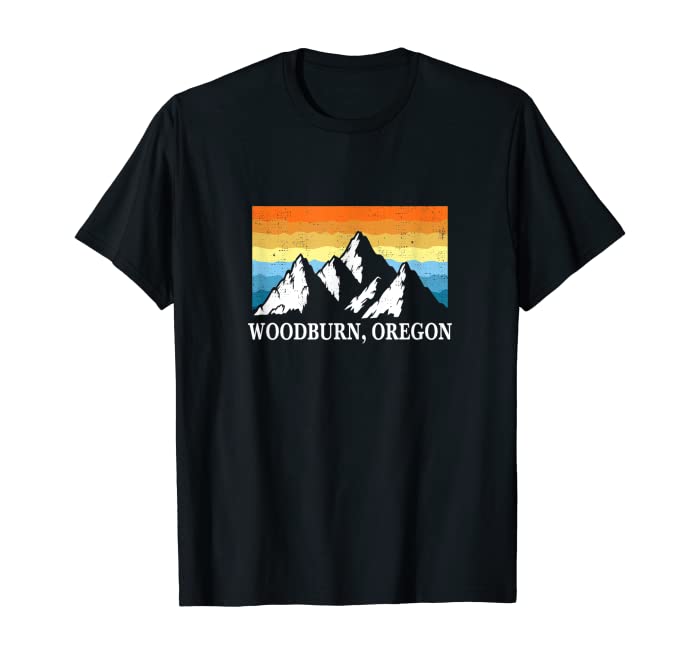 Vintage Woodburn, Oregon Mountain Hiking Souvenir Print T-Shirt