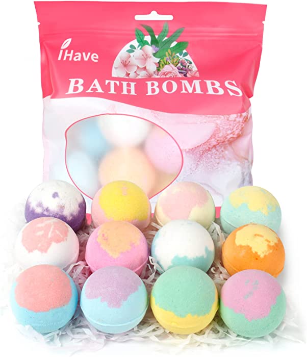 iHave Bath Bombs for Women, 12 Small Bath Bomb Bubble Bath Set Spa Gifts for Women, Natural Handmade Bath Bombs Rich in Essential Oils, Romantic Gifts for Her