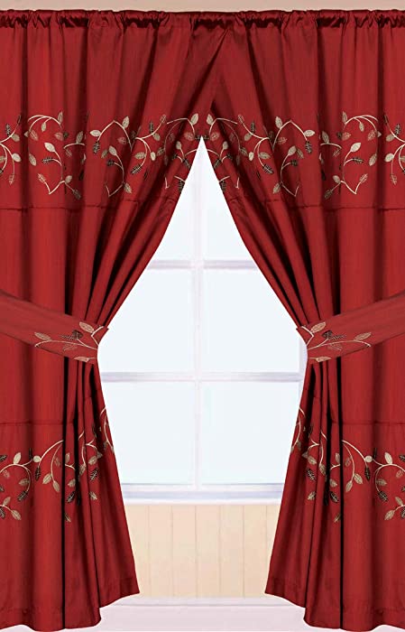 Popular Bath 780079 AUBURY, Window Curtain, Burgundy