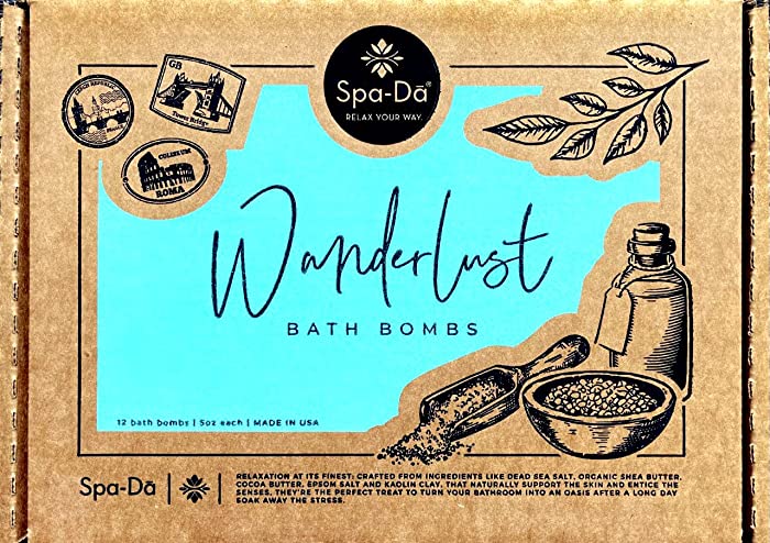 Spa-Da Wanderlust Bath Bombs / Handmade Gift Set / 12-pack Bath Bombs / Mother’s Day / Moisturizing Shea Butter / Relaxing Birthday Gift / Stress Relieving / Aromatherapy / Infused with essential oils