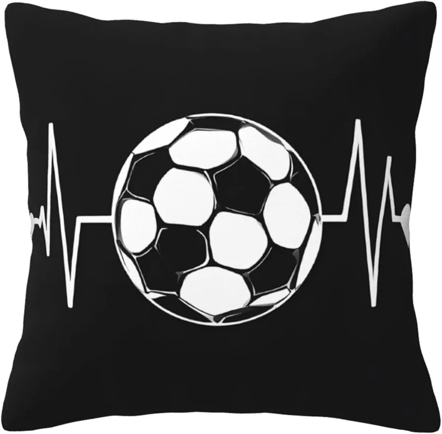 Decorative Throw Pillow Covers 16 x 16 Outdoor Sofa Couch Pillow Covers Pillowcases for Farmhouse/Apartment/Living Room Decor and Accessories - I Love Soccer