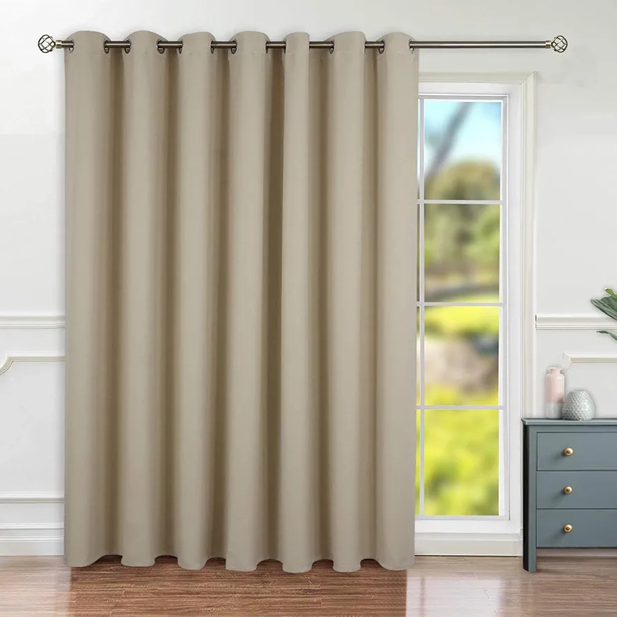 BGment Fashion Sliding Door Curtain 100 X 84 Inches, Wide Thermal Blackout Curtains Room Darkening Room Divider Window Curtain, 1 Panel, Beige, 84 Length X Wide 100