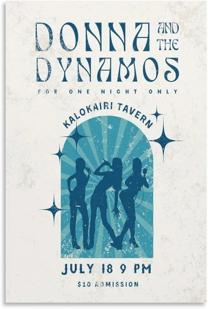 Wdpngf Donna And The Dynamos Mamma Mia Movie Aesthetic Posters for Bedroom Wall Art Canvas Wall Art Prints for Wall Decor Room Decor Bedroom Decor Gifts Posters 16x24inch(40x60cm) Unframe-style-2