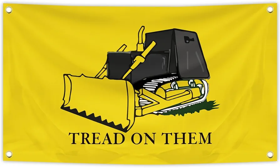 Tread On Them Flag Killdozer Funny Flag Yellow Banner 3x5 Feet Tapestry with 4 Brass Grommets For College Dorm Room Man Cave Frat Wall Outdoor Indoor Decor