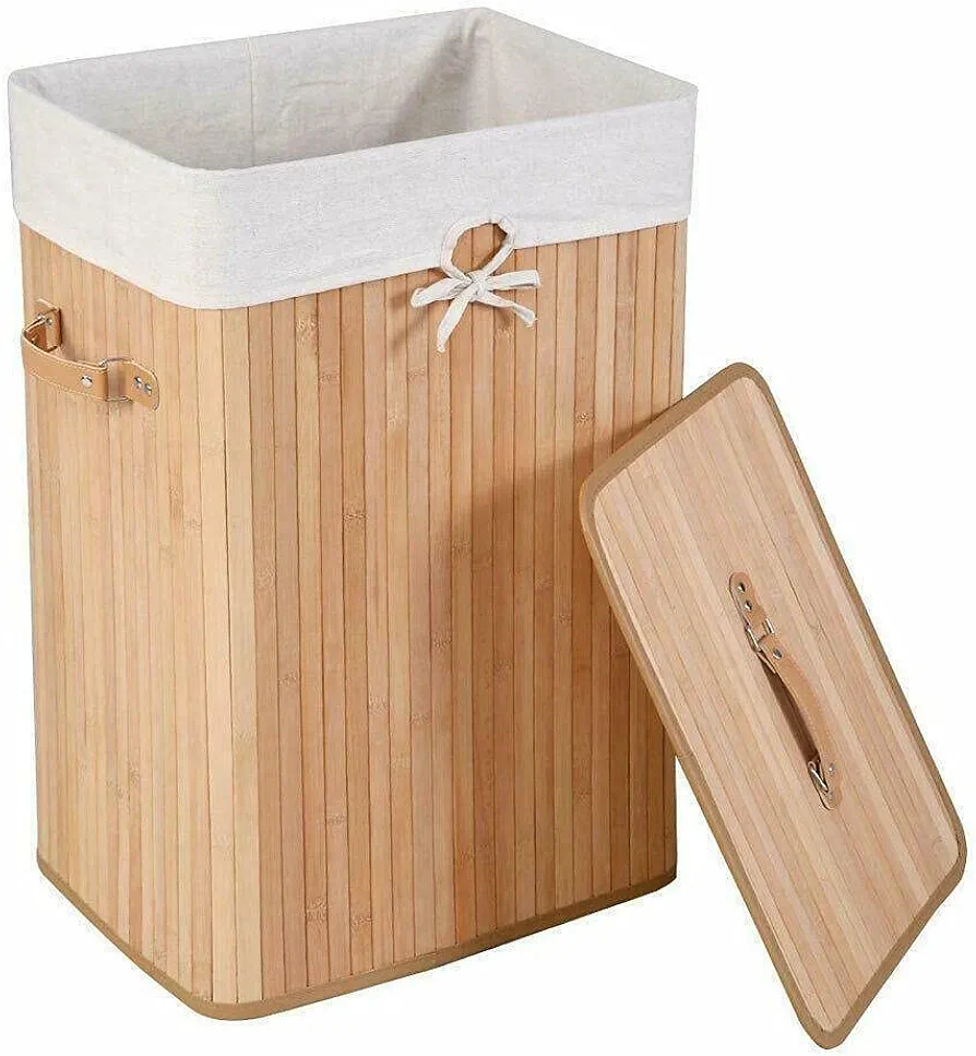 Bamboo Hamper Basket Washing Cloth Bin Storage Bag Lid Laundry Baskets Laundry baskets Laundry hamper Laundry room organization and storage Laundry basket Laundry bag Storage basket Storage bin