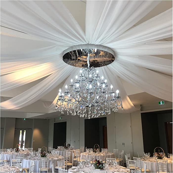 Wedding Chiffon Ceiling Drapes 8 Panels 5ftx10ft White Long Arch Draping Fabric Sheer Swag Drapes for Indoor Ceremony Party Stage Decoration