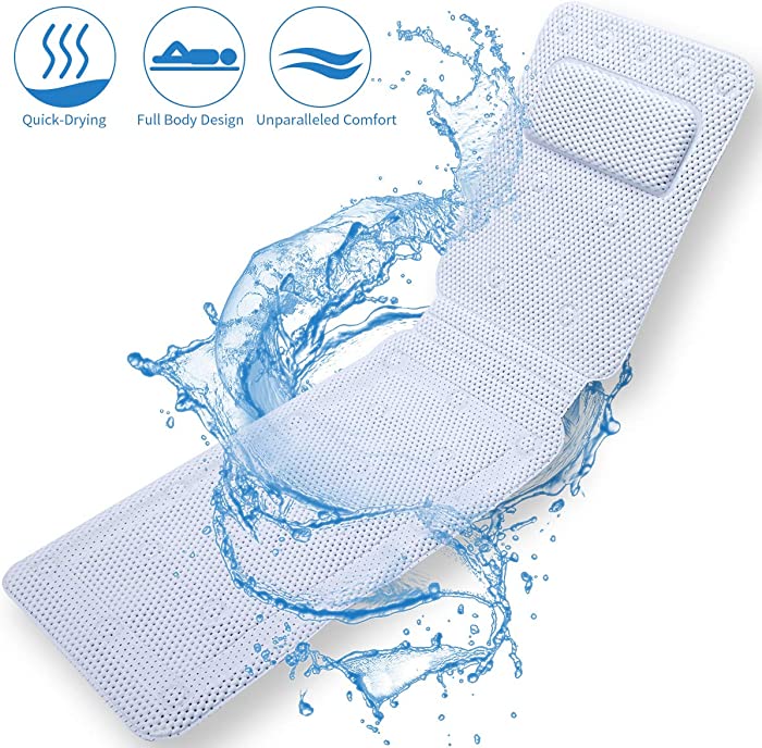 Bath Pillow Full Body, SurSoul Quick-drying Spa Pillow for Tub, Bathtub Pillow with Soft PVC, Bath Bed with Suction Cups