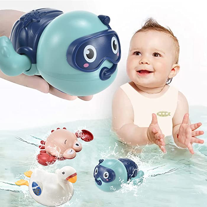 Swimming Bath Toys for Toddlers 1-5, New Born Baby Bathtub Water Toys, Preschool Toddler ,Pool Toys That Swim, Floating Wind Up Toys for 1 Year Old Boy Girl. Boys & Girls Water Bath Toy Set. 3 Pcs