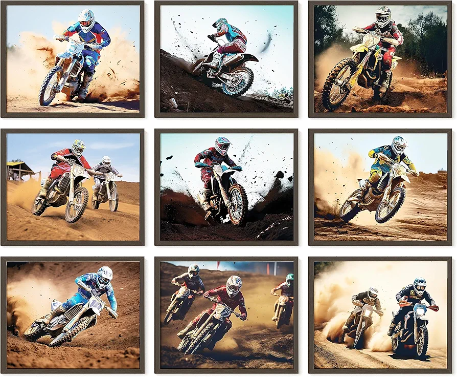 97 DECOR Motocross Posters Wall Art Print - Dirtbike Decor for Boys Motocross Bedroom Picture Photo, Cool Motocross Room Decoration, Dirtbike Stuff Motocross Gifts for Dirt Bike Lovers (8x10 UNFRAMED)