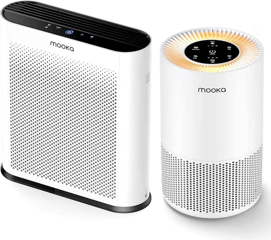 2PACK, MOOKA Air Purifiers for Home Large Room 1650ft² with PM2.5 Air Quality Sensor + Air Purifier for Home Large Rooms up to 1200ft²