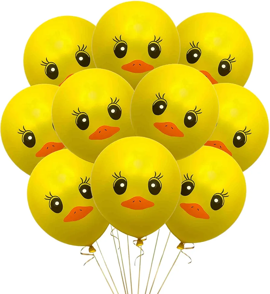 Yellow Duck Latex Balloons 12 Count, Cartoon Duck Balloons for Wedding Birthday Party Baby Shower Classroom Decoration, Cute Duck Balloons, 12 Inch Standard Size