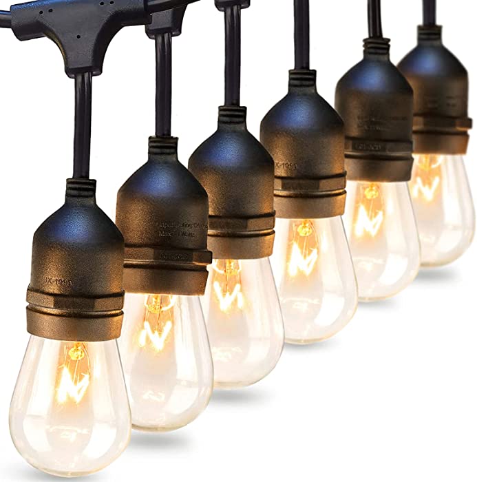 addlon 96 FT (2x48FT) Outdoor String Lights Commercial Grade Strand 32 Edison Vintage Bulbs 30 Hanging Sockets, UL Listed Heavy-Duty Decorative Café Patio Lights for Garden, Black