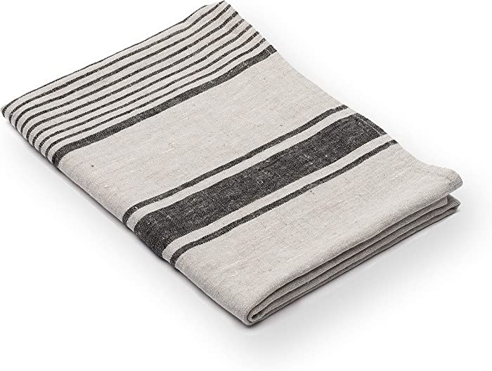 LinenMe Bath Towel Black Natural Provence, 39” x 57”