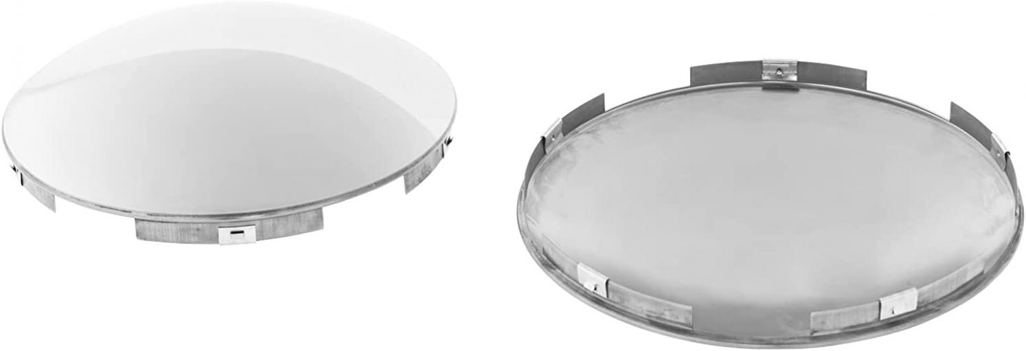 CHDT66 Semi Truck Hub Cap Cover - 5 Even Notched Dome - Premium 304 Stainless Steel Mirror Finish- for Front Wheel Universal Fit - 2 Pc Pack, Lip: 7/16" with pre-Installed Clips