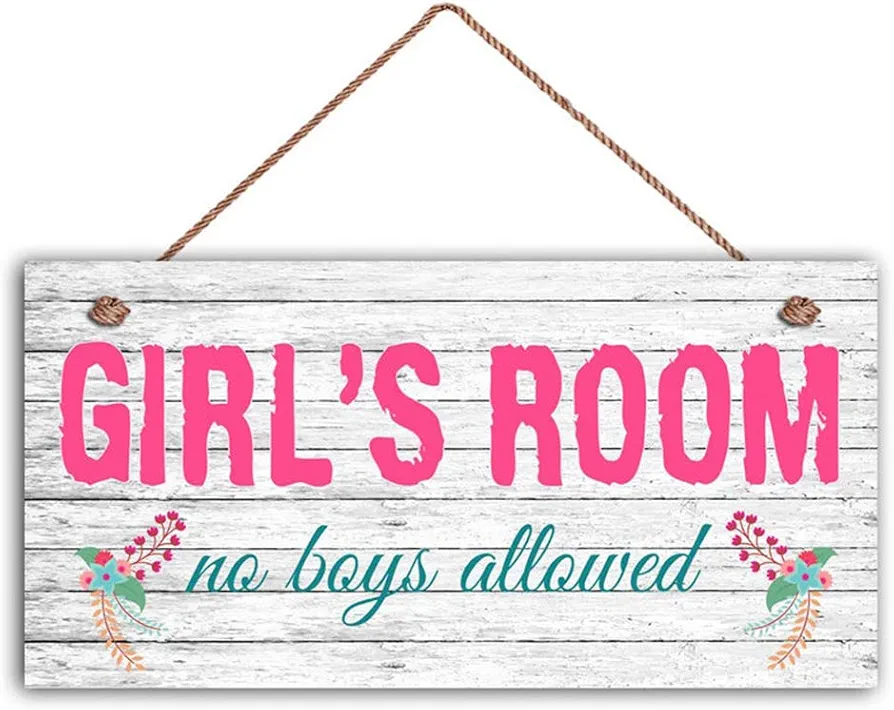 Girl's Room Sign, No Boys Allowed, Girl's Room Decor, Nursery, Girl's Door Sign, Room Plaque, Birthday Gift, 5" x 10" Sign(E2-WH065)