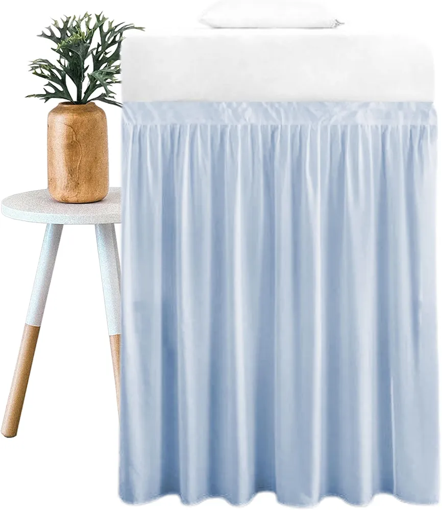 Ruffled Dorm Bed skirt Premium Twin XL Size College Dorm Bed Skirt with Cotton Blend Fabric Stylish & Durable Dorm Room Accessory with extra long drop of 32" Light Blue,Microfiber Dorm Bed skirt