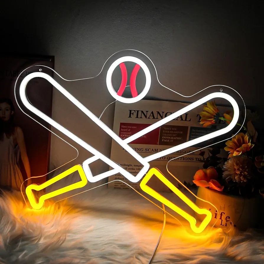 Baseball Neon Signs for Wall Decor LED Neon Lights for Bedroom Boys Room Sport Club Bar Baseball Neon Wall Signs Light Wall Art Decor